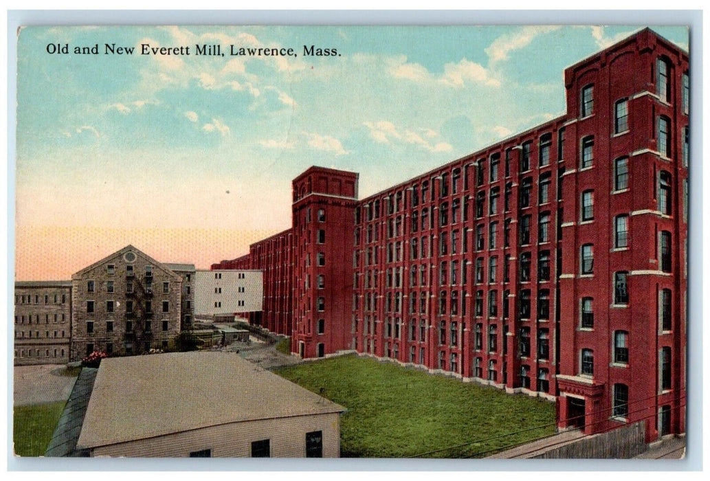 c1910's Old And New Everett Mill Building Lawrence Massachusetts MA Postcard