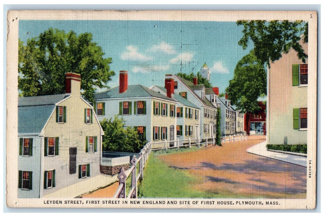 1938 Leyden Street, First Street Plymouth Massachusetts MA Vintage Postcard