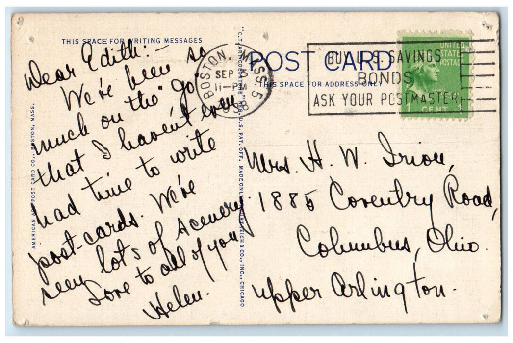 1938 Leyden Street, First Street Plymouth Massachusetts MA Vintage Postcard