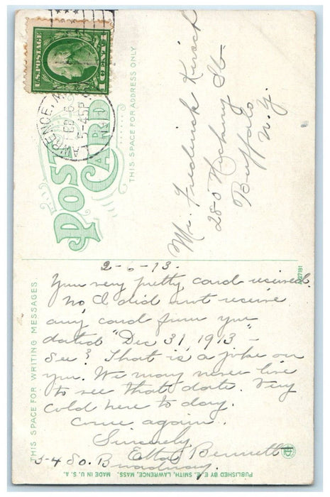 1913 View Of High Service Tower Lawrence Massachusetts MA Antique Postcard