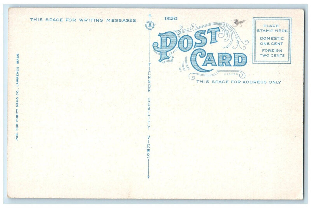 c1930's Cregg Building Cars Street View Lawrence Massachusetts MA Postcard