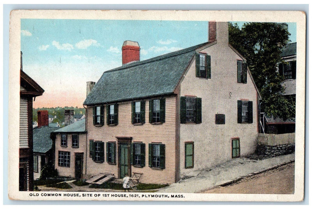 c1930's Old Common House Site of 1st House Plymouth Massachusetts MA Postcard