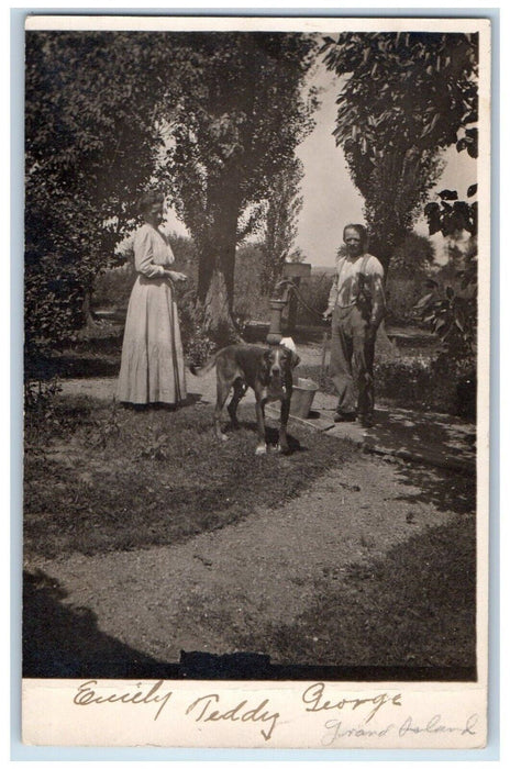 c1910's Dog Garden Backyard Grand Island Tonawanda NY RPPC Photo Postcard