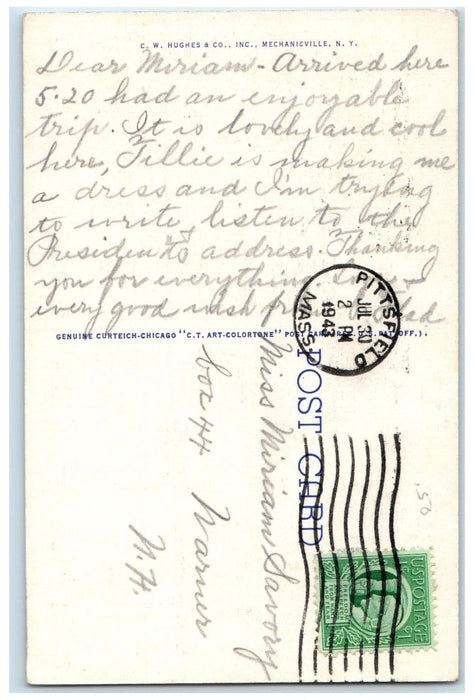 1943 Pontoosuc Lake Pittsfield Massachusetts MA In The Berkshires Postcard