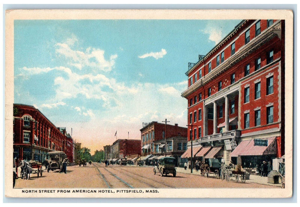 c1940's North Street From American Hotel Pittsfield Massachusetts MA Postcard
