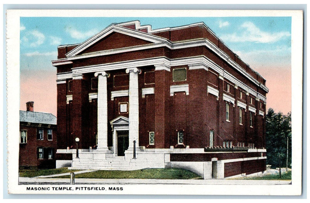 c1930's Masonic Temple Pittsfield Massachusetts MA Unposted Postcard