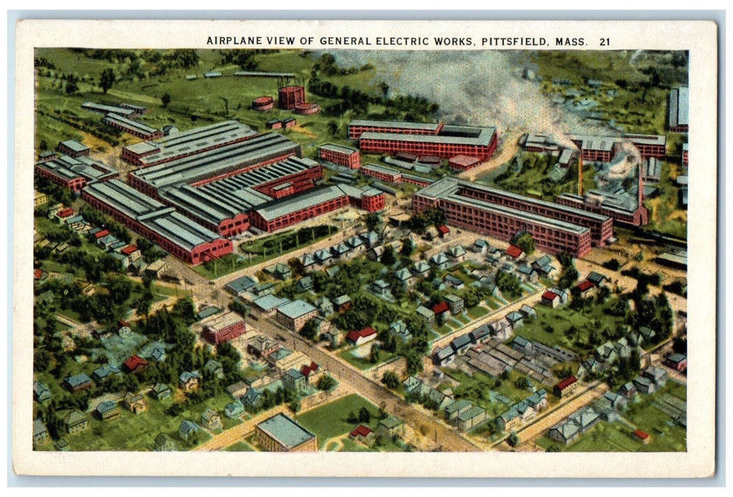 c1940's Air View of General Electric Works Pittsfield Massachusetts MA Postcard