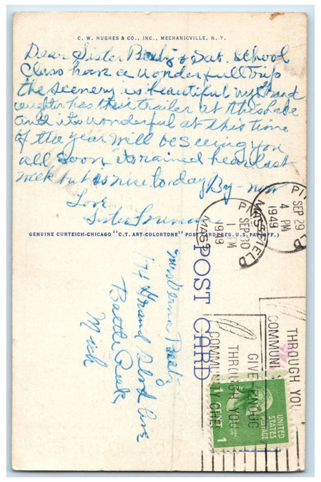 1949 Pontoosuc Lake Pittsfield Massachusetts MA Vintage Posted Postcard