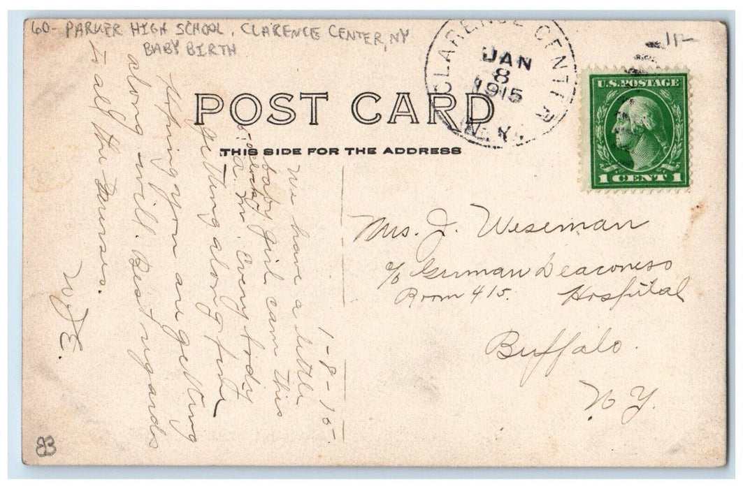 1915 Parker High School Baby Birth Clarence Center NY RPPC Photo Posted Postcard