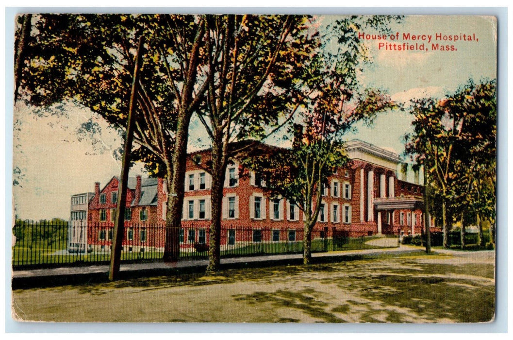 1913 House of Mercy Hospital Pittsfield Massachusetts MA Antique Posted Postcard