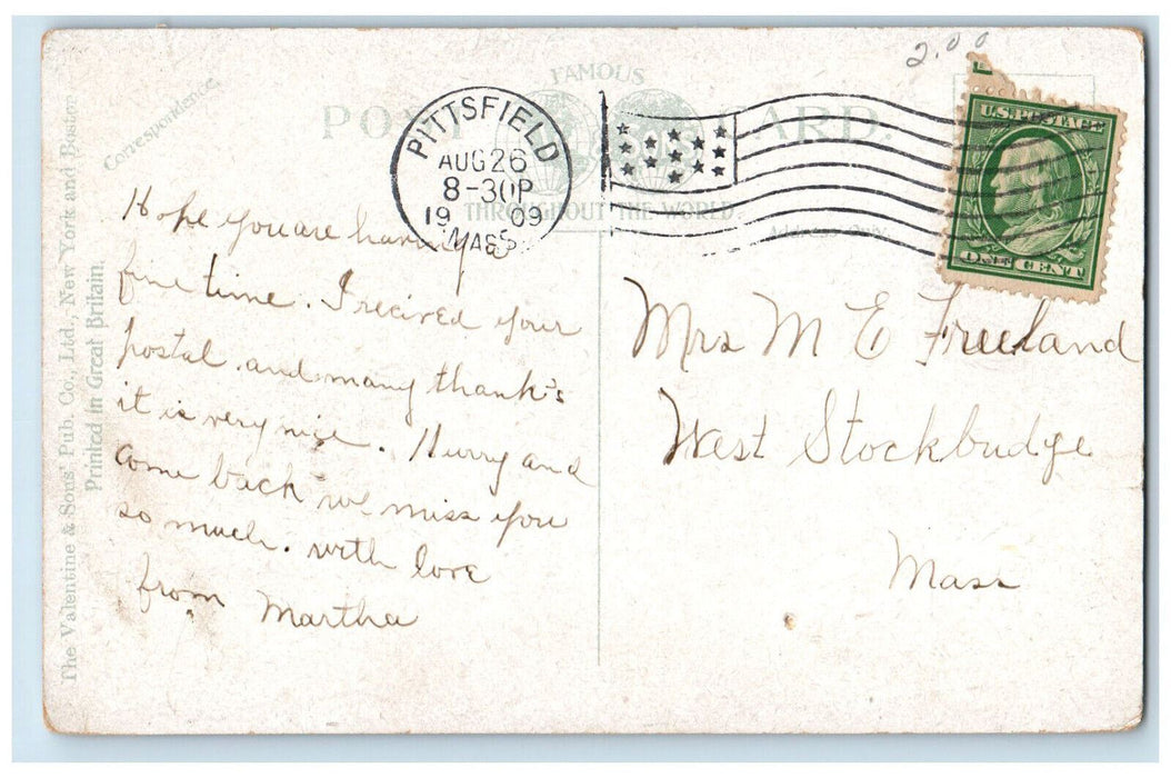 1909 City Hall & St. Stephen's Episcopal Church Pittsfield MA Antique Postcard