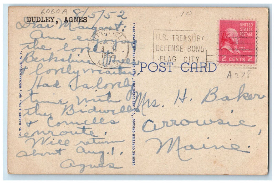 1952 Pittsfield High School Pittsfield Massachusetts MA Vintage Postcard