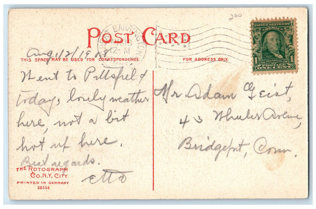 1908 Briggs School Pittsfield Massachusetts MA Antique Posted Postcard