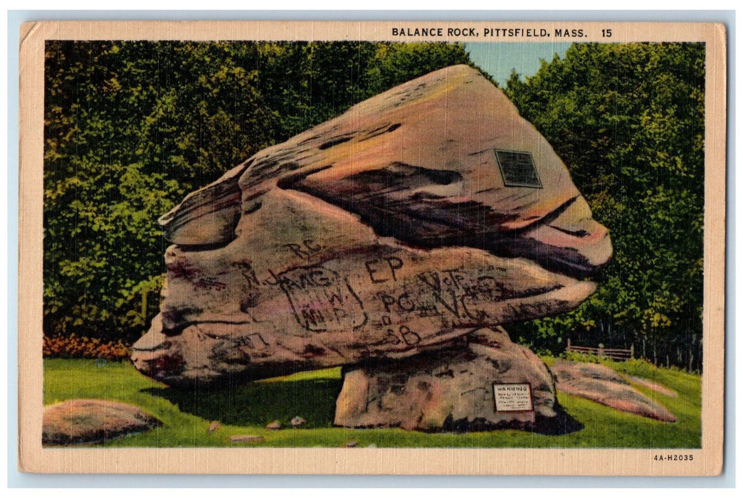 1955 Balance Rock Pittsfield Massachusetts MA Vintage Posted Postcard