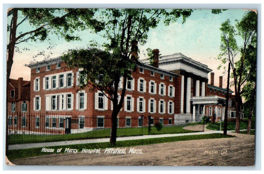 1909 House of Mercy Hospital Pittsfield Massachusetts MA Antique Posted Postcard