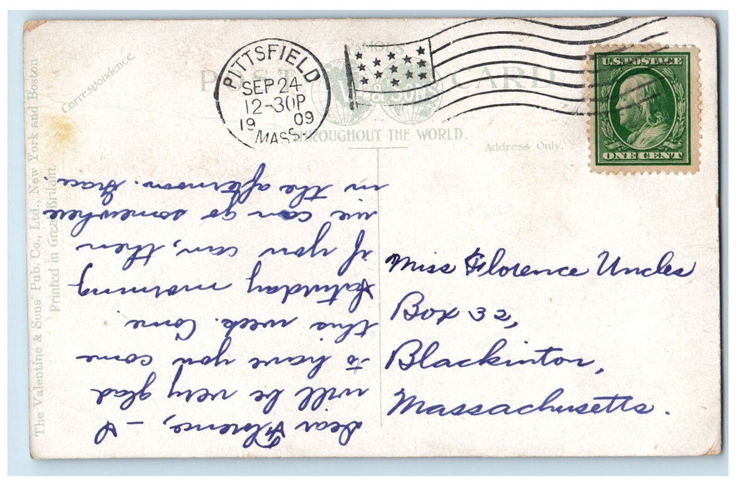 1909 House of Mercy Hospital Pittsfield Massachusetts MA Antique Posted Postcard