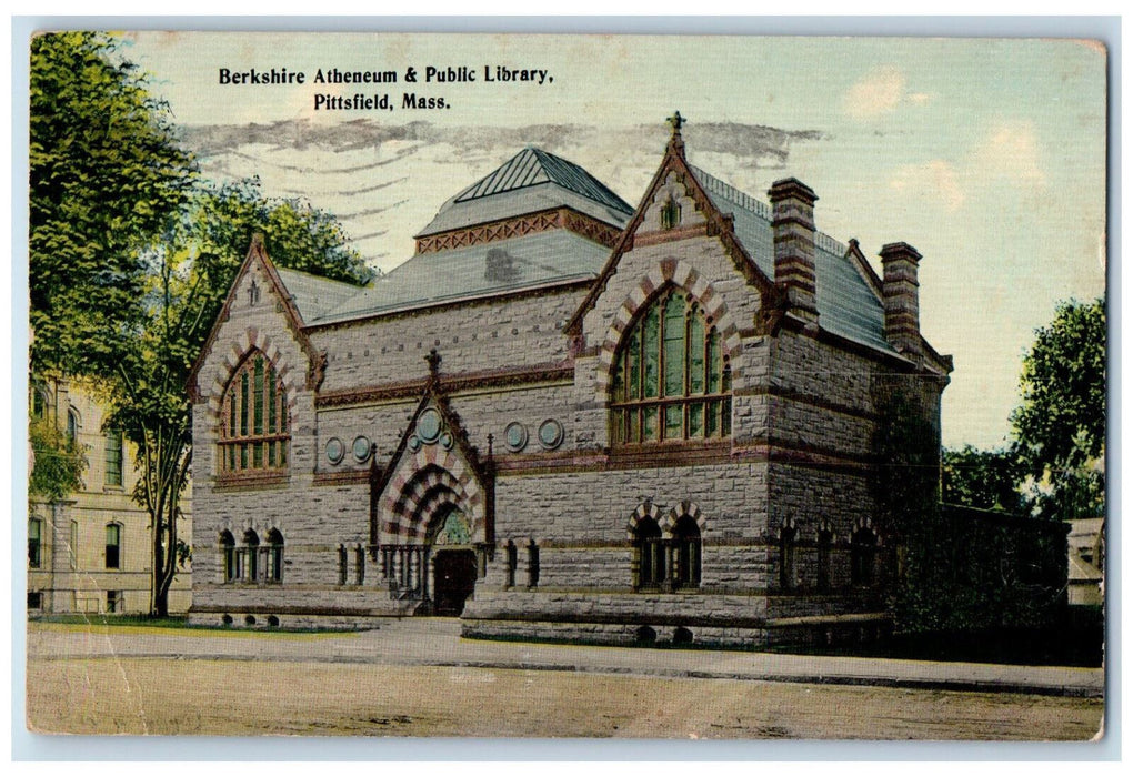 1912 Berkshire Atheneum & Public Library Pittsfield Massachusetts MA Postcard