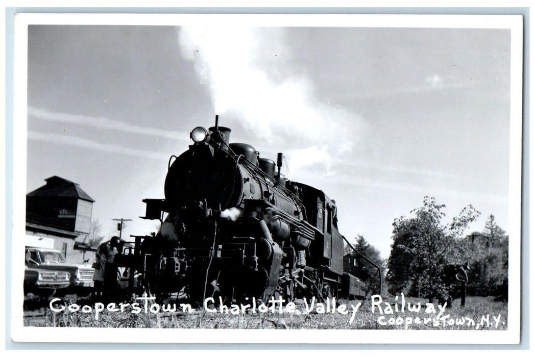 c1950's Cooperstown NY, Charlotte Valley Railway Train RPPC Photo Postcard