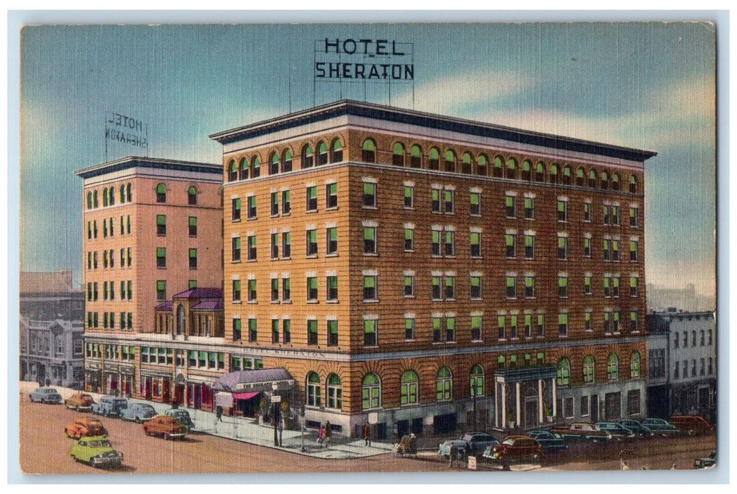 c1940's View of Cars The Sheraton Hotel Pittsfield Massachusetts MA Postcard