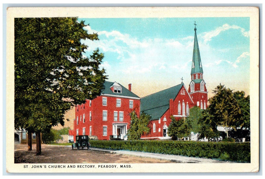 c1930's St. John's Church and Rectory Peabody Massachusetts MA Postcard