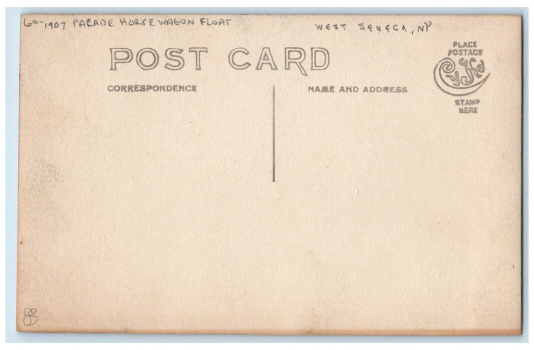 1907 Parade Horse Wagon Float West Seneca New York NY RPPC Photo Postcard
