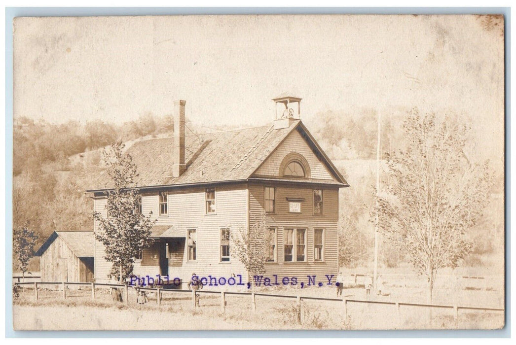 c1910's Public School Wales New York NY RPPC Photo Posted Antique Postcard
