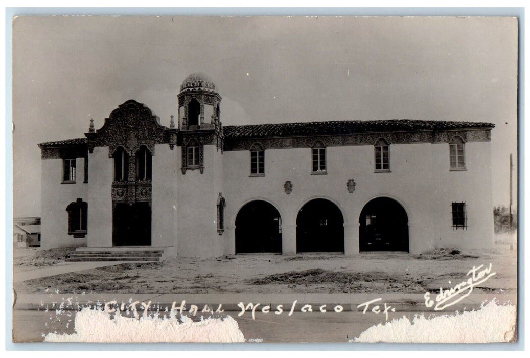 Front View Of City Hall Building Weslaco Texas TX RPPC Photo RPO Postcard