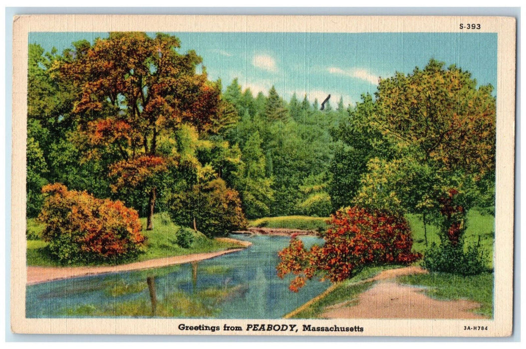 c1950's Greetings from Peabody Massachusetts MA Vintage Unposted Postcard