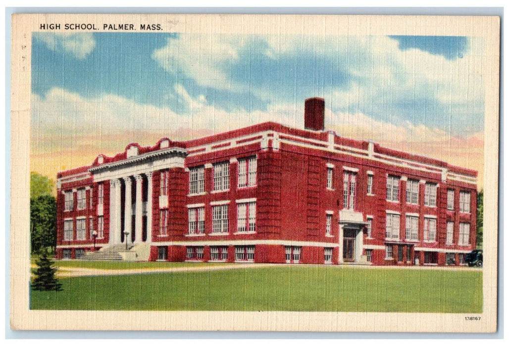1941 High School Palmer Massachusetts MA West Warren MA Vintage Posted Postcard