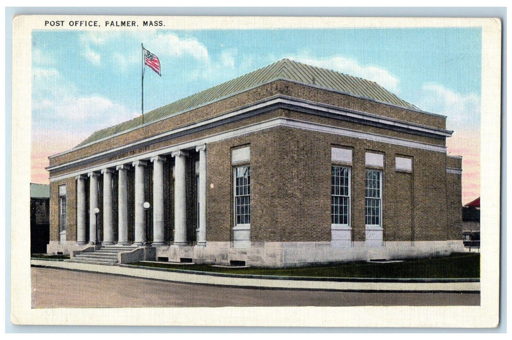 c1930's Post Office Palmer Massachusetts MA Vintage Posted Postcard