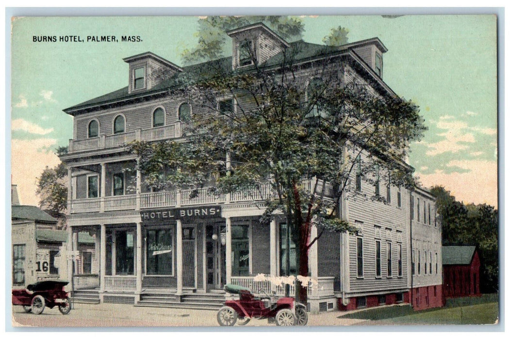 c1910 Burns Hotel Palmer Massachusetts MA Unposted Antique Postcard