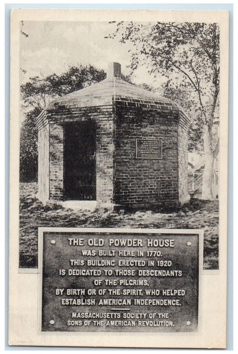 c1940's The Old Powder House Dedicated to Descendants of Pilgrim MA Postcard