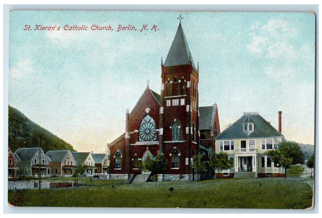 1910 St Kierans Catholic Church Berlin New Hampshire NH Vintage Antique Postcard