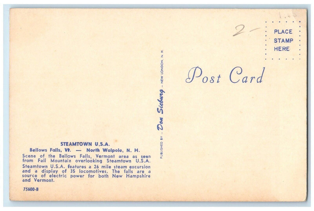 c1910 Steramtown USA Bellows Falls Vt North Walpole New Hampshire NH Postcard