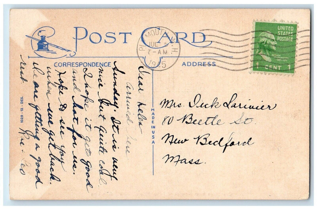 1945 Greetings Newfound Lake Briston New Hampshire NH Vintage Antique Postcard