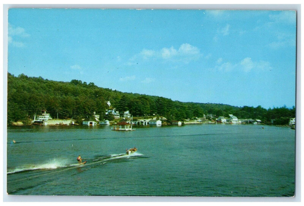 c1960 Alton Bay Surfing Board Jet Ski New Hampshire Koppel Color Cards Postcard