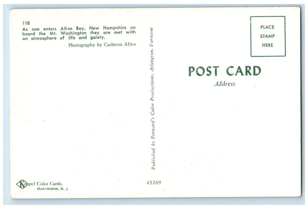 c1960 Alton Bay Surfing Board Jet Ski New Hampshire Koppel Color Cards Postcard
