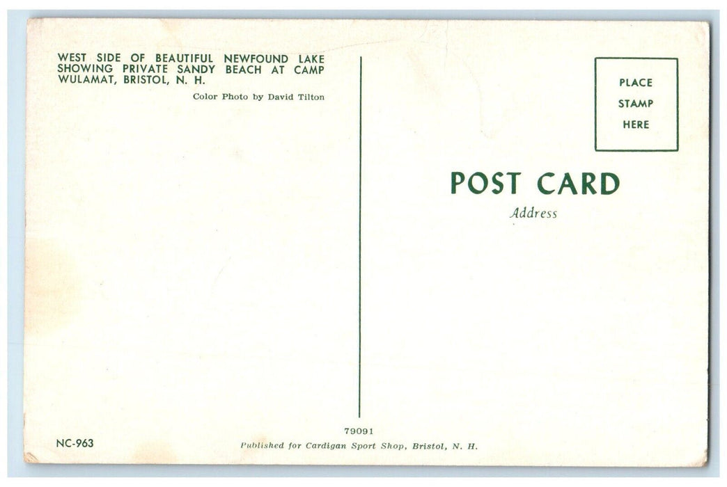 c1960 West Side Newfound Sand Beach Camp Wulamat Bristol New Hampshire Postcard