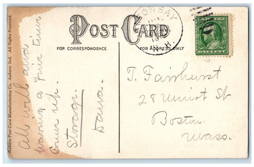 1912 Why Dont You Come Alton Bay See Your Friends New Hampshire Banner Postcard