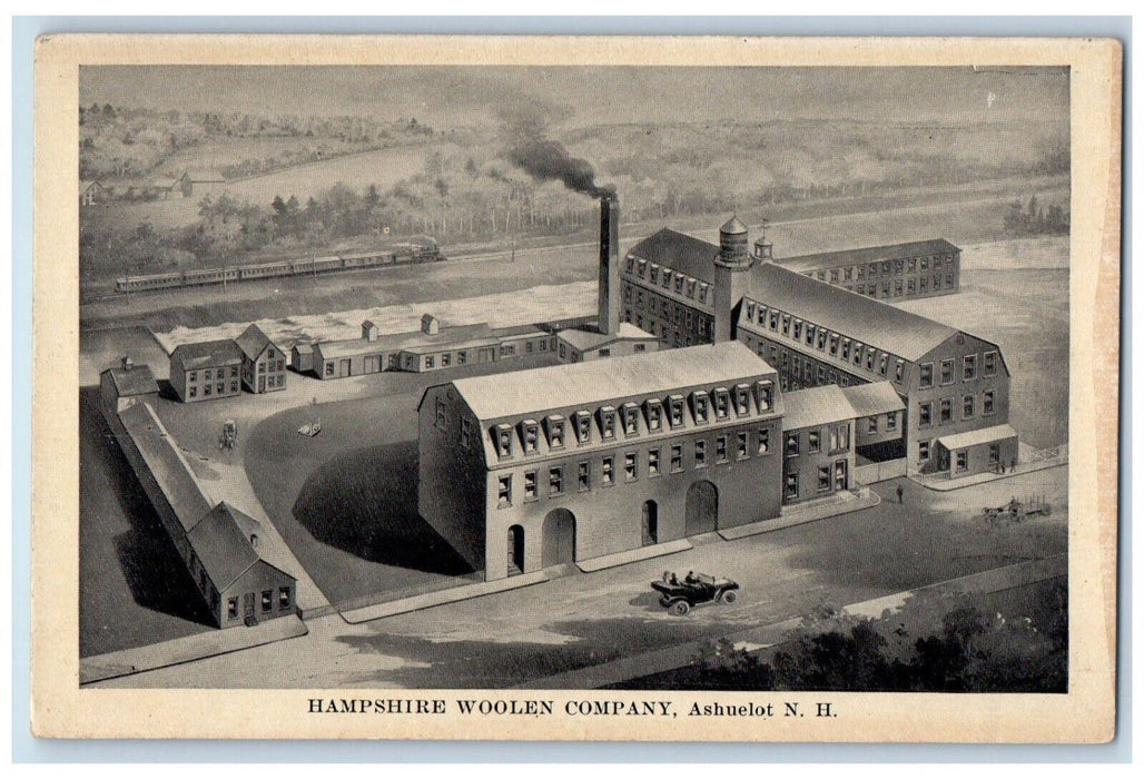 1910 Hampshire Woolen Company Factory Coal Train Ashuelot New Hampshire Postcard