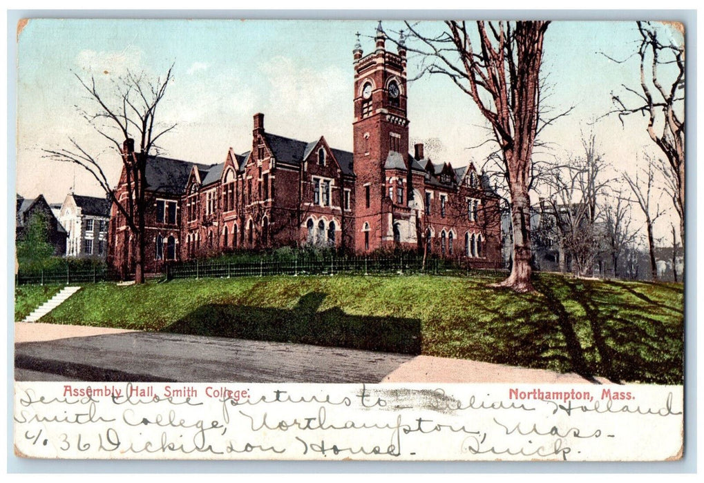 1908 Assembly Hall Smith College Northampton Massachusetts MA Postcard
