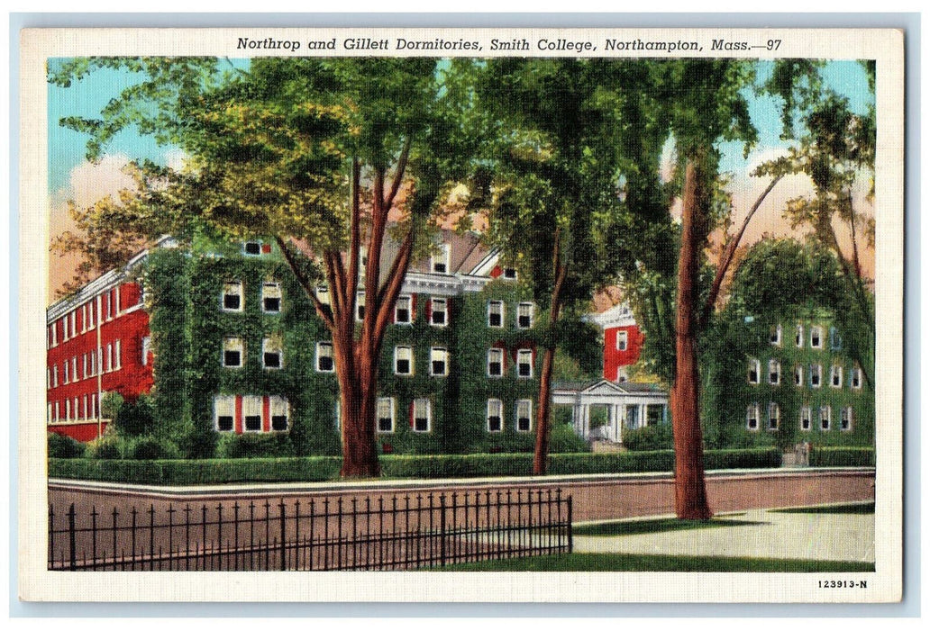 c1940's Northrop and Gillett Dormitories Smith College Massachusetts MA Postcard