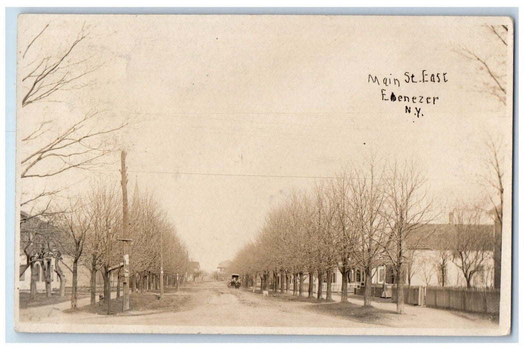 c1910's Main Street Horse & Buggy East Ebenezer New York NY RPPC Photo Postcard
