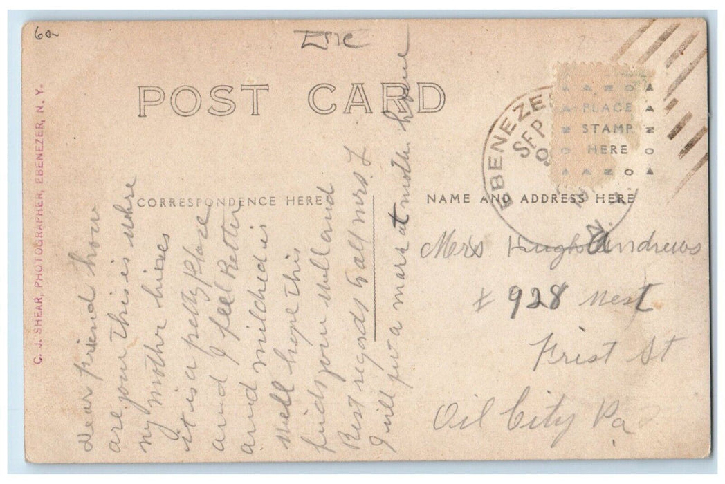 c1910's Main Street Horse & Buggy East Ebenezer New York NY RPPC Photo Postcard