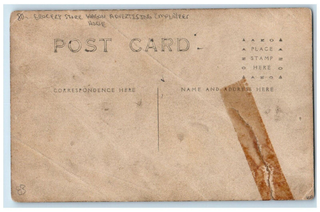 c1910's Grocery Store Wagon Advertising Employee Horse RPPC Photo Postcard