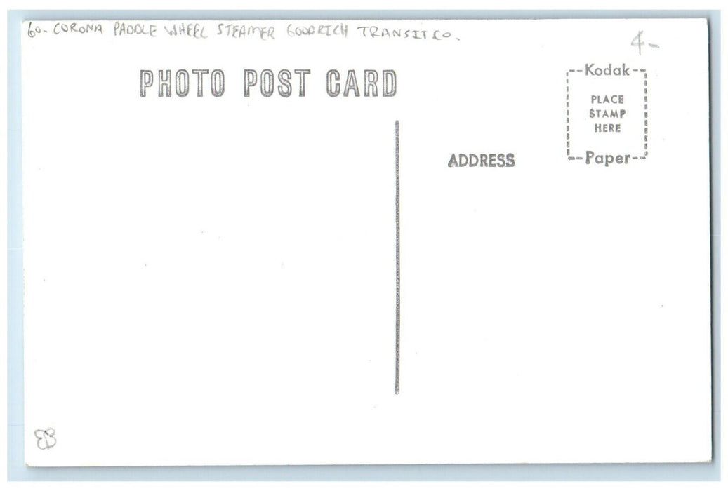 c1950's Corona Paddle Wheel Steamer Goodrich Transit Co. RPPC Photo Postcard