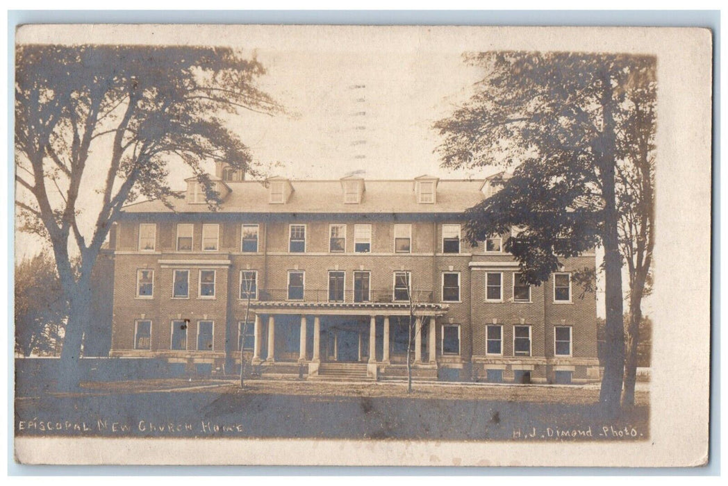 1908 Episcopal New Church Home Buffalo New York NY RPPC Photo Antique Postcard