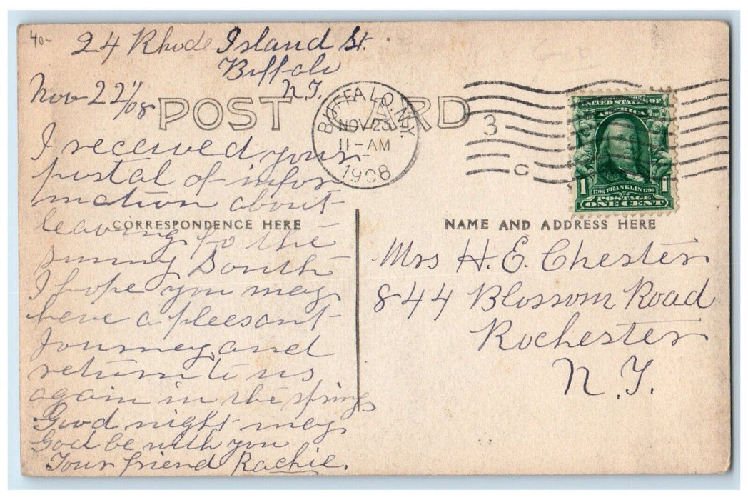 1908 Episcopal New Church Home Buffalo New York NY RPPC Photo Antique Postcard
