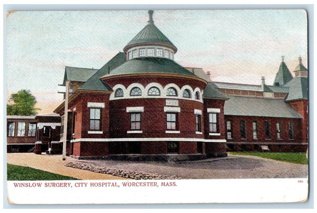 c1905 Memorial Hospital Building Worcester Massachusetts MA Antique Postcard