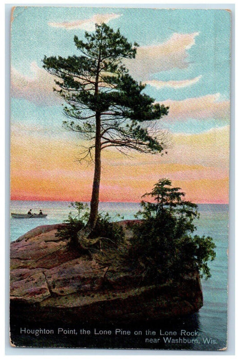 1913 Houghton Point Lone Pine Lone Rock Washburn Wisconsin WI Vintage Postcard